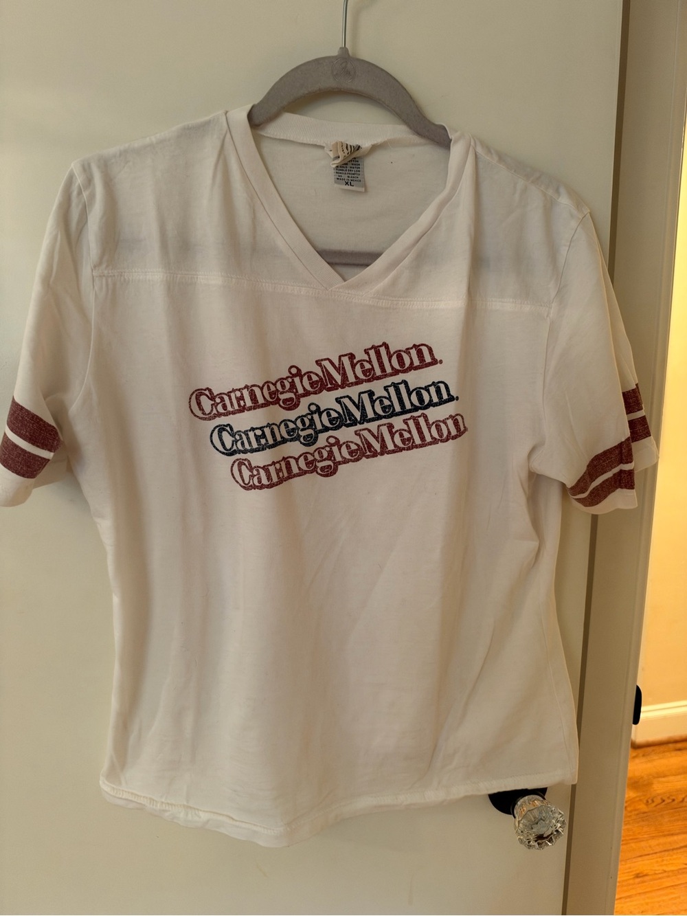 Carnegie Mellon White Short-Sleeve V-Neck Tee